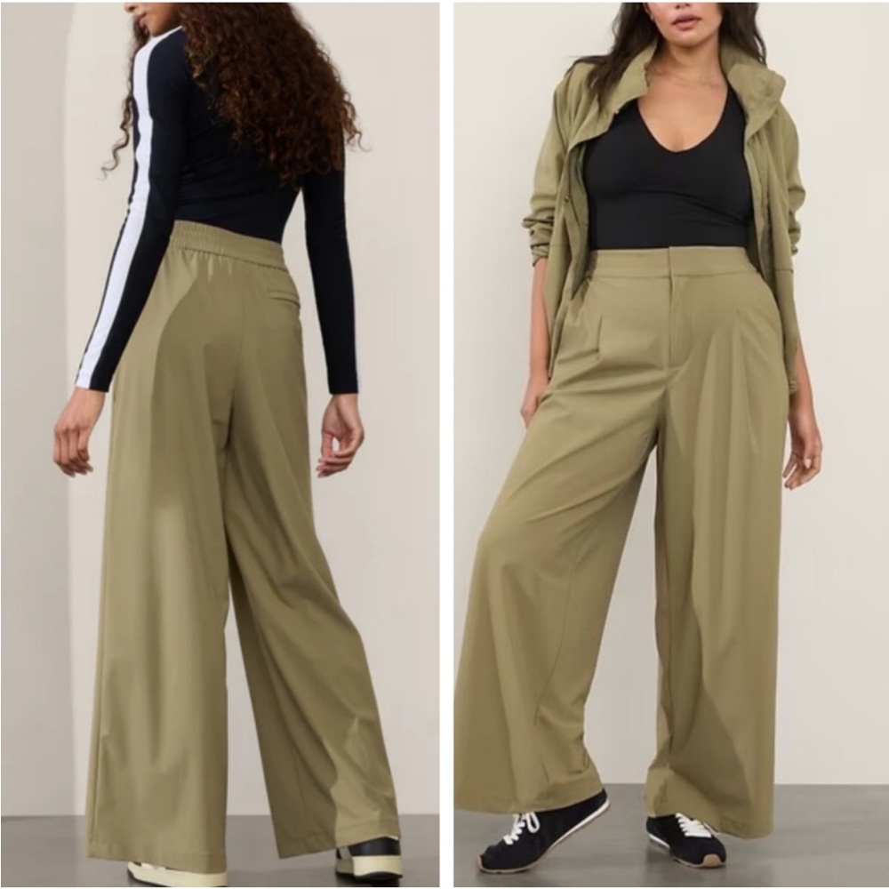 NEW Athleta Pinnacle High Rise Trouser In Olive Branch Khaki 14 Plus Size